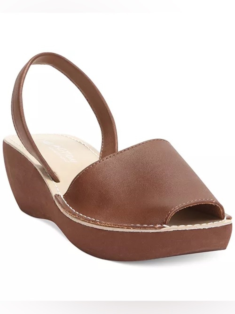 Kenneth Cole REACTION Peep Toe Wedge Sandals in Color Luggage Size 8